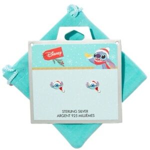 Disney Stitch Sterling Silver Enamel Christmas Small Stud Earrings New with tags